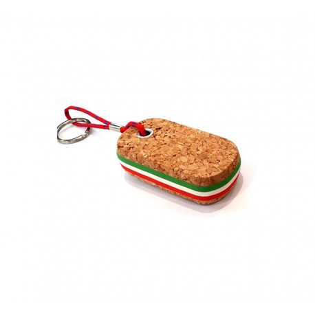 Keychain floating cork oval insert tricolor