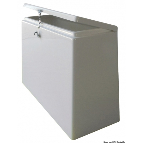 Openable chest made of white "VTR" and equipped with closing plane